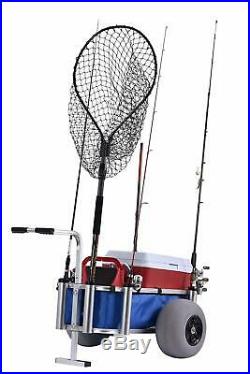 Muscle Marine Beach Cart Surf Fishing Rod Cart On-Wheel Pier Deck Rod Holder NEW