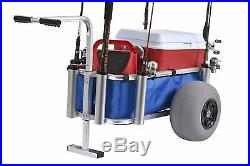 Muscle Marine Beach Cart Surf Fishing Rod Cart On-Wheel Pier Deck Rod Holder NEW