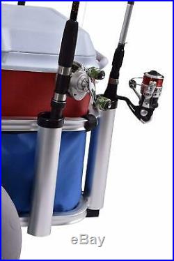 Muscle Marine Beach Cart Surf Fishing Rod Cart On-Wheel Pier Deck Rod Holder NEW