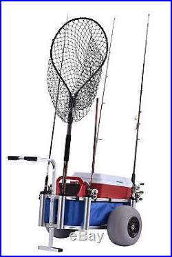 Muscle Marine Beach Cart Surf Fishing Rod Cart On Wheels Pier Deck Rod Holder