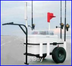 New Fishing Cart Pier Beach Surf Rod Reel Cooler Holder Rack Wheels Gear Carrier