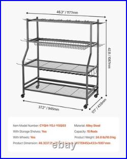 New Fishing Rod Holder New 15-Rods, Mobile Fishing Pole Rack Cart with Wheels
