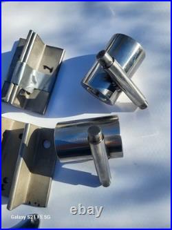 New Pair Stainless Steel Fishing Gimbal Rod Holders Bolt On Swivel & Brackets