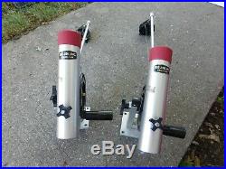 PAIR OF BIG JON DOWNRIGGERS WithCOUNTERS, SWIVEL BASES, STATIONARY BASES, ROD HOLDERS