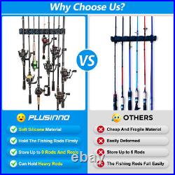 PLUSINNO 2 pack Vertical Fishing Rod rack, Wall Mounted Fishing Rod holder