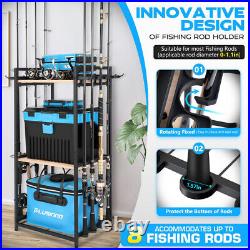 PLUSINNO 3 Tier Fishing Rod Holder, Fishing Pole Holders for Garage, Fishing Rod