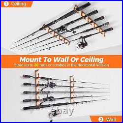 PLUSINNO H5 Horizontal Fishing Rod/Pole Holders for Garage, Wall or Ceiling