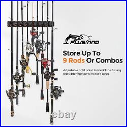 PLUSINNO V9 Vertical Fishing Rod Holders, 4 Packs Wall Mounted Fishing Pole H