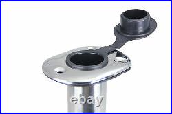 Pactrade Marine 2 PCS Boat Pontoon SS Flush Mount 90° Fishing Rod Holder PVC Cap