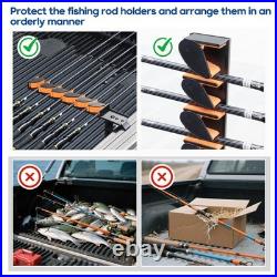 Pair Aluminum Fishing Holder 6 Fishing Rods for Pickup Truck Tailgate Bed Holds