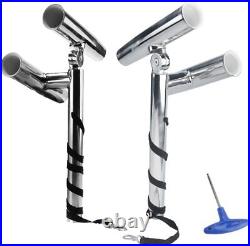 Pair Boat Stainless Steel Dual Rod Holder Adjustable Outrigger Rod Holder