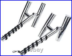 Pair Boat Stainless Steel Dual Rod Holder Adjustable Outrigger Rod Holder