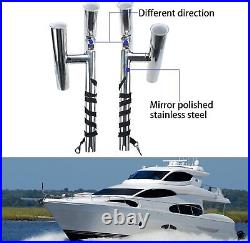 Pair Boat Stainless Steel Dual Rod Holder Adjustable Outrigger Rod Holder