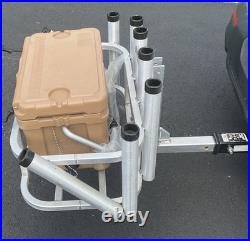 Platinum 6-place fishing rod holder with cooler for 2 inch receiver