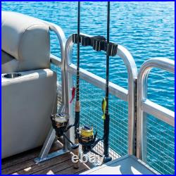Pontoon Fishing Rod Holder, No-Drill 4-Rod Boat Rod Storage Rack for Square Rail