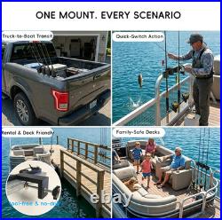 Pontoon Fishing Rod Holder, No-Drill 4-Rod Boat Rod Storage Rack for Square Rail