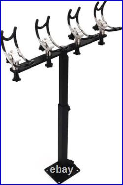Premium Aluminum Boat Rod Holder 360° Rotating Fishing Rack for 4 Rods, Adjust