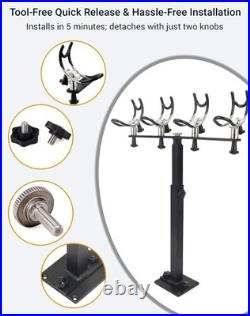 Premium Aluminum Boat Rod Holder 360° Rotating Fishing Rack for 4 Rods, Adjust