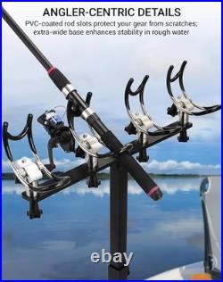 Premium Aluminum Boat Rod Holder 360° Rotating Fishing Rack for 4 Rods, Adjust
