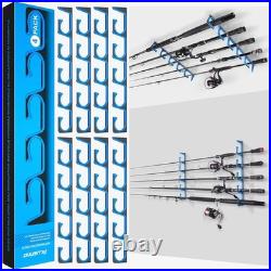 Premium Aluminum Fishing Rod Holder Set 4-Pack, Wall/Ceiling Mounted Organizer