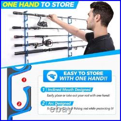 Premium Aluminum Fishing Rod Holder Set 4-Pack, Wall/Ceiling Mounted Organizer
