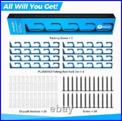 Premium Aluminum Fishing Rod Holder Set 4-Pack, Wall/Ceiling Mounted Organizer