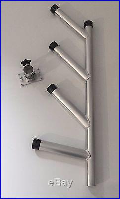 Quad Fixed Dipsy Rod Holder Aluminum Tree High Seas Gear Set with bases & tracks