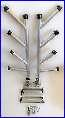 Quad Fixed Dipsy Rod Holder Aluminum Tree High Seas Gear Set with bases & tracks