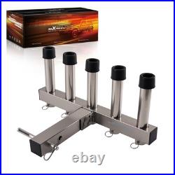 Quick Release 5 Fishing Rod Holder For 2 Receiver Hitch Mount Stainless Steel