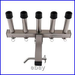 Quick Release 5 Fishing Rod Holder For 2 Receiver Hitch Mount Stainless Steel