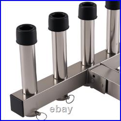Quick Release 5 Fishing Rod Holder For 2 Receiver Hitch Mount Stainless Steel