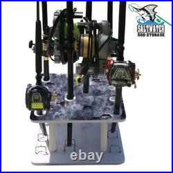 Reel Salty Dock or Garage Saltwater Storage Rack, 10 Fishing Rod Holder