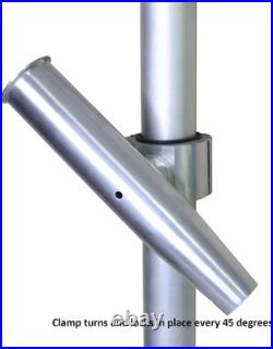 Rod Holder Aluminum Single Clamp on Fit 1.5,1.875,2 Inch Horizontal