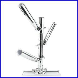 Rod Holder Tree Triple Fixed Unit Stainless Steel Fishing Rod Holders with Base