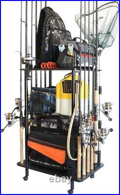 Rod Holders for Garage Fishing Pole Rack Holds up to 12 Rods and Reel Combos Rod Holders for Garage Fishing Pole Rack Holds up to 12 Rods and Reel Combos