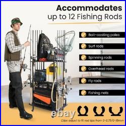 Rod Holders for Garage Fishing Pole Rack Holds up to 12 Rods and Reel Combos Rod Holders for Garage Fishing Pole Rack Holds up to 12 Rods and Reel Combos
