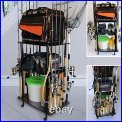 Rod Holders for Garage Fishing Pole Rack Holds up to 12 Rods and Reel Combos Rod Holders for Garage Fishing Pole Rack Holds up to 12 Rods and Reel Combos