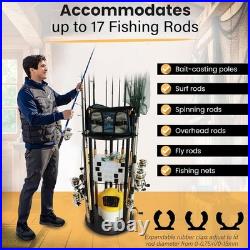 Rod Holders for Garage Fishing Pole Rack Holds up to 12 Rods and Reel Combos Rod Holders for Garage Fishing Pole Rack Holds up to 12 Rods and Reel Combos