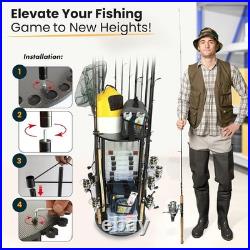 Rod Holders for Garage Fishing Pole Rack Holds up to 12 Rods and Reel Combos Rod Holders for Garage Fishing Pole Rack Holds up to 12 Rods and Reel Combos