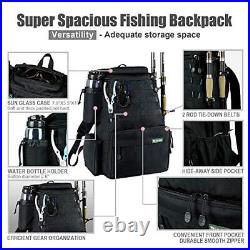 Rodeel Fishing Tackle Backpack 2 Fishing Rod Holders with 4 Tackle Boxes Larg