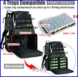 Rodeel Fishing Tackle Backpack 2 Fishing Rod Holders with 4 Tackle Boxes, Large
