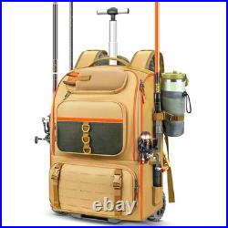 Rolling Fishing Backpack with Holder Rod? Tackle Waterproof Fishing Bag? Wi Rolling Fishing Backpack with Holder Rod? Tackle Waterproof Fishing Bag? Wi