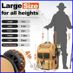 Rolling Fishing Backpack with Holder Rod? Tackle Waterproof Fishing Bag? Wi Rolling Fishing Backpack with Holder Rod? Tackle Waterproof Fishing Bag? Wi