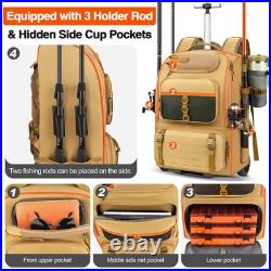 Rolling Fishing Backpack with Holder Rod? Tackle Waterproof Fishing Bag? Wi Rolling Fishing Backpack with Holder Rod? Tackle Waterproof Fishing Bag? Wi