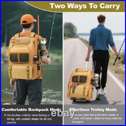 Rolling Fishing Backpack with Holder Rod? Tackle Waterproof Fishing Bag? Wi Rolling Fishing Backpack with Holder Rod? Tackle Waterproof Fishing Bag? Wi
