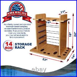 Rush Creek Creations 14 Fishing Rod Rack with 4 Utility Box Storage Capacity F