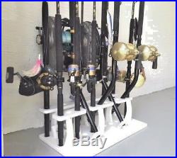 Saltwater Rod Rack for 17 R&R Plus a 5 Curved Butt Rod Holder- Marine Polymer