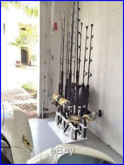 Saltwater Rod Rack for 17 R&R Plus a 5 Curved Butt Rod Holder- Marine Polymer