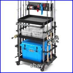 Savior Equipment Mobile Tackle Station Pro 16 Fishing Rod Holder Cart withWheel