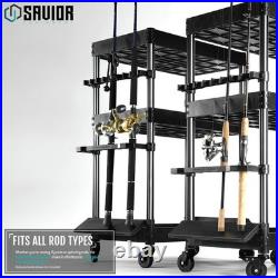 Savior Equipment Mobile Tackle Station Pro 16 Fishing Rod Holder Cart withWheel